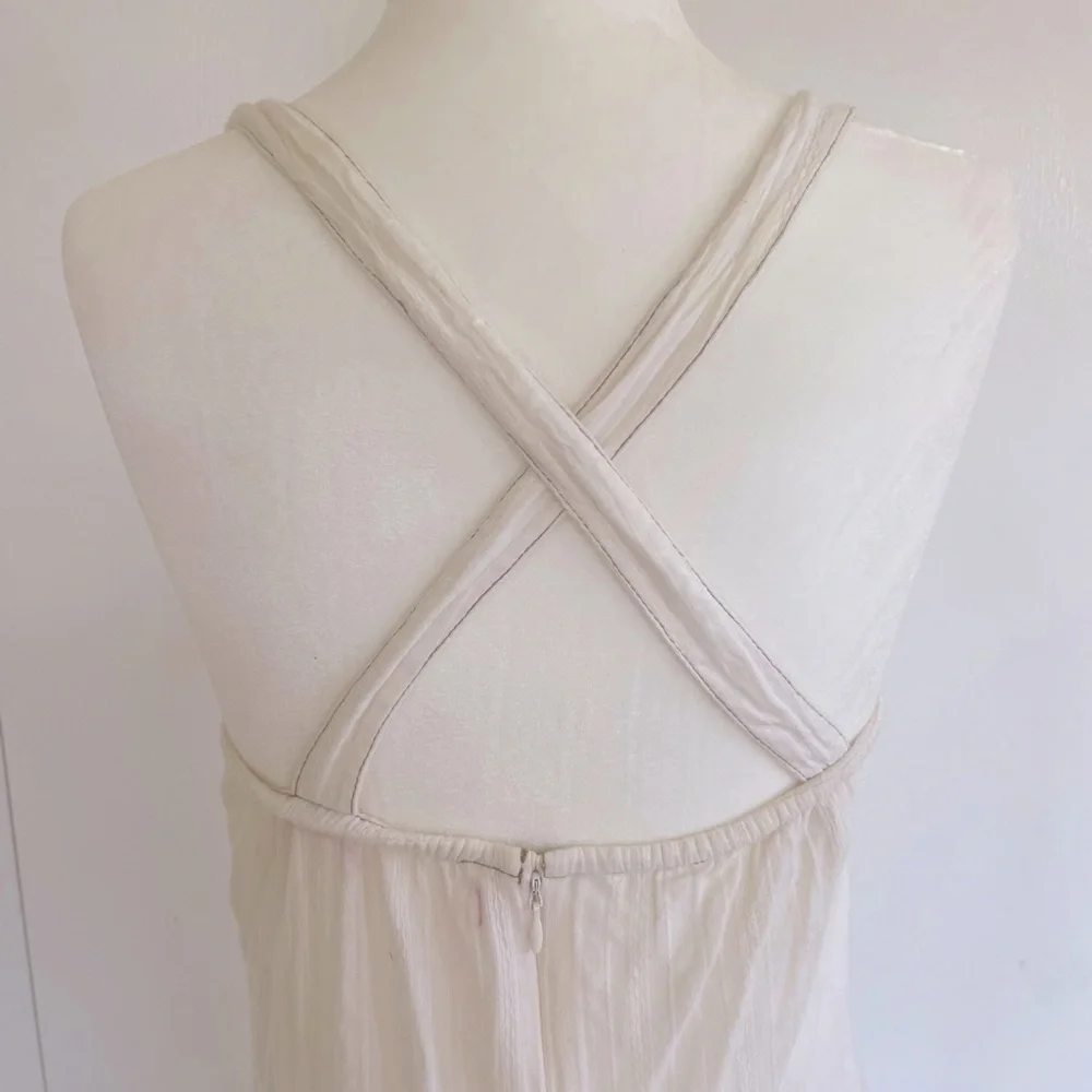 Vintage Off White Cotton with Appliqué Sundress, Size S - Picture 6 of 6